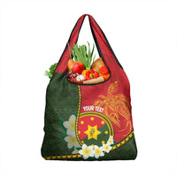 Personalised PNG Isten Hailans Provins Grocery Bag Papua New Guinea Plumeria Melanesian Pattern - Polynesian Pride