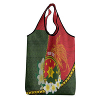 Personalised PNG Isten Hailans Provins Grocery Bag Papua New Guinea Plumeria Melanesian Pattern - Polynesian Pride