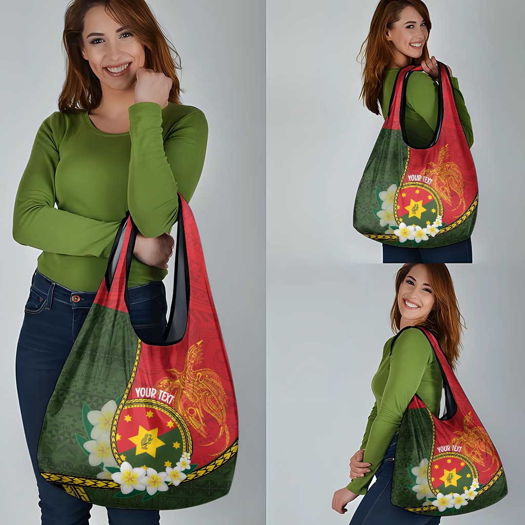 Personalised PNG Isten Hailans Provins Grocery Bag Papua New Guinea Plumeria Melanesian Pattern - Polynesian Pride