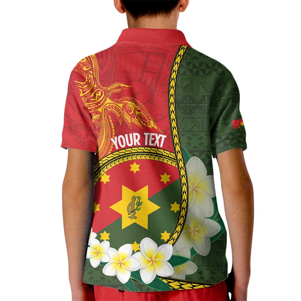 Personalised PNG Isten Hailans Provins Kid Polo Shirt Papua New Guinea Plumeria Melanesian Pattern - Polynesian Pride