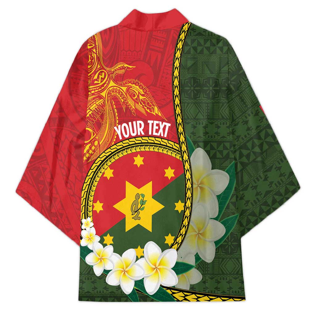 Personalised PNG Isten Hailans Provins Kimono Papua New Guinea Plumeria Melanesian Pattern - Polynesian Pride