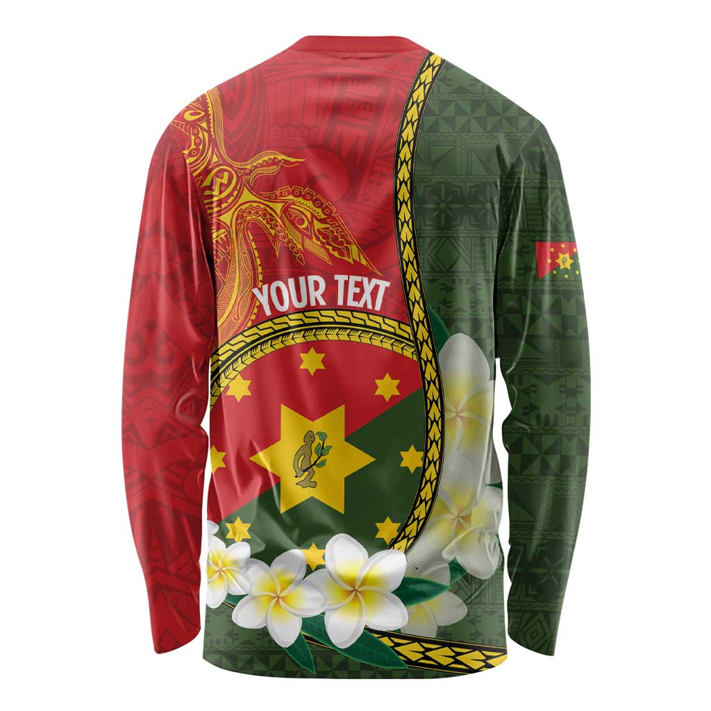 Personalised PNG Isten Hailans Provins Long Sleeve Shirt Papua New Guinea Plumeria Melanesian Pattern - Polynesian Pride