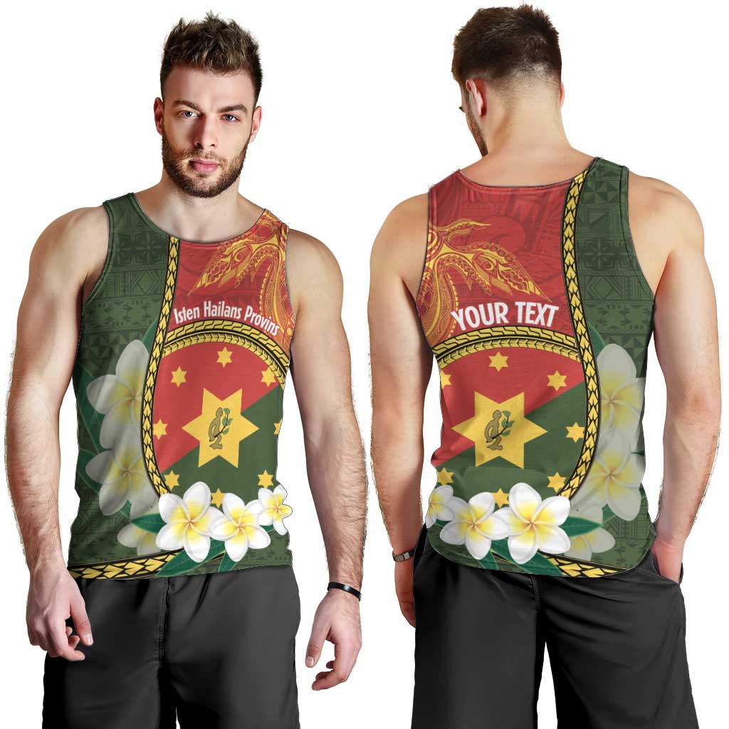 Personalised PNG Isten Hailans Provins Men Tank Top Papua New Guinea Plumeria Melanesian Pattern - Polynesian Pride