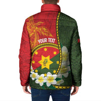 Personalised PNG Isten Hailans Provins Padded Jacket Papua New Guinea Plumeria Melanesian Pattern - Polynesian Pride