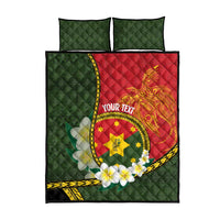 Personalised PNG Isten Hailans Provins Quilt Bed Set Papua New Guinea Plumeria Melanesian Pattern - Polynesian Pride
