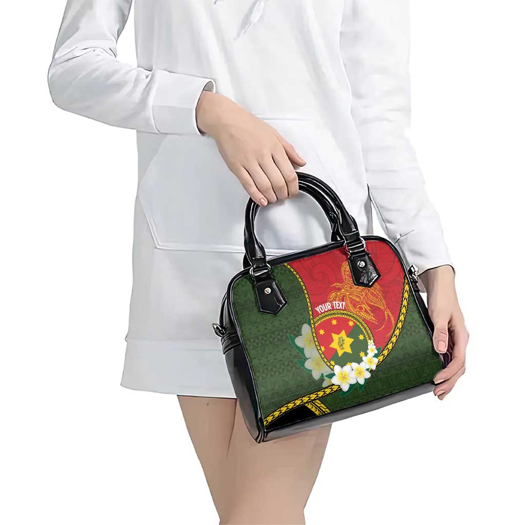Personalised PNG Isten Hailans Provins Shoulder Handbag Papua New Guinea Plumeria Melanesian Pattern - Polynesian Pride