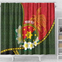 Personalised PNG Isten Hailans Provins Shower Curtain Papua New Guinea Plumeria Melanesian Pattern - Polynesian Pride