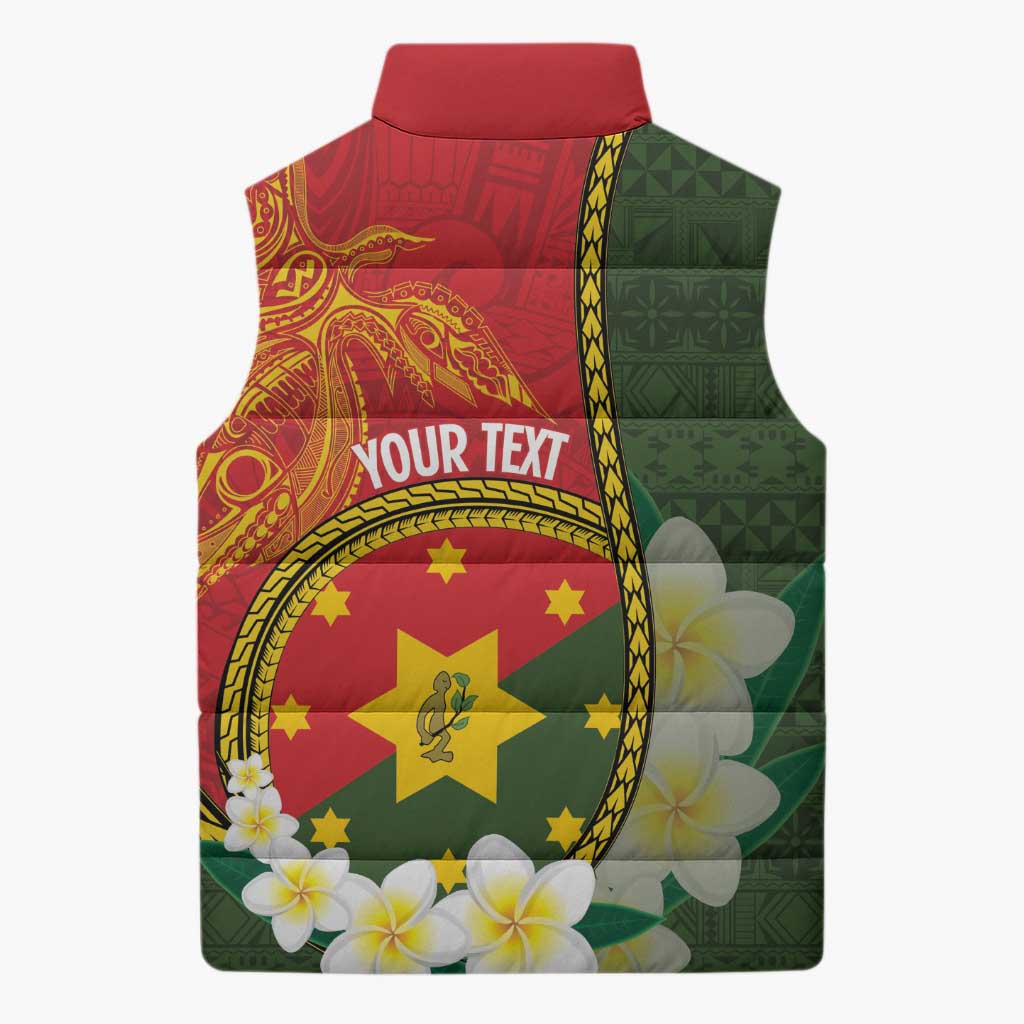 Personalised PNG Isten Hailans Provins Sleeveless Puffer Jacket Papua New Guinea Plumeria Melanesian Pattern - Polynesian Pride