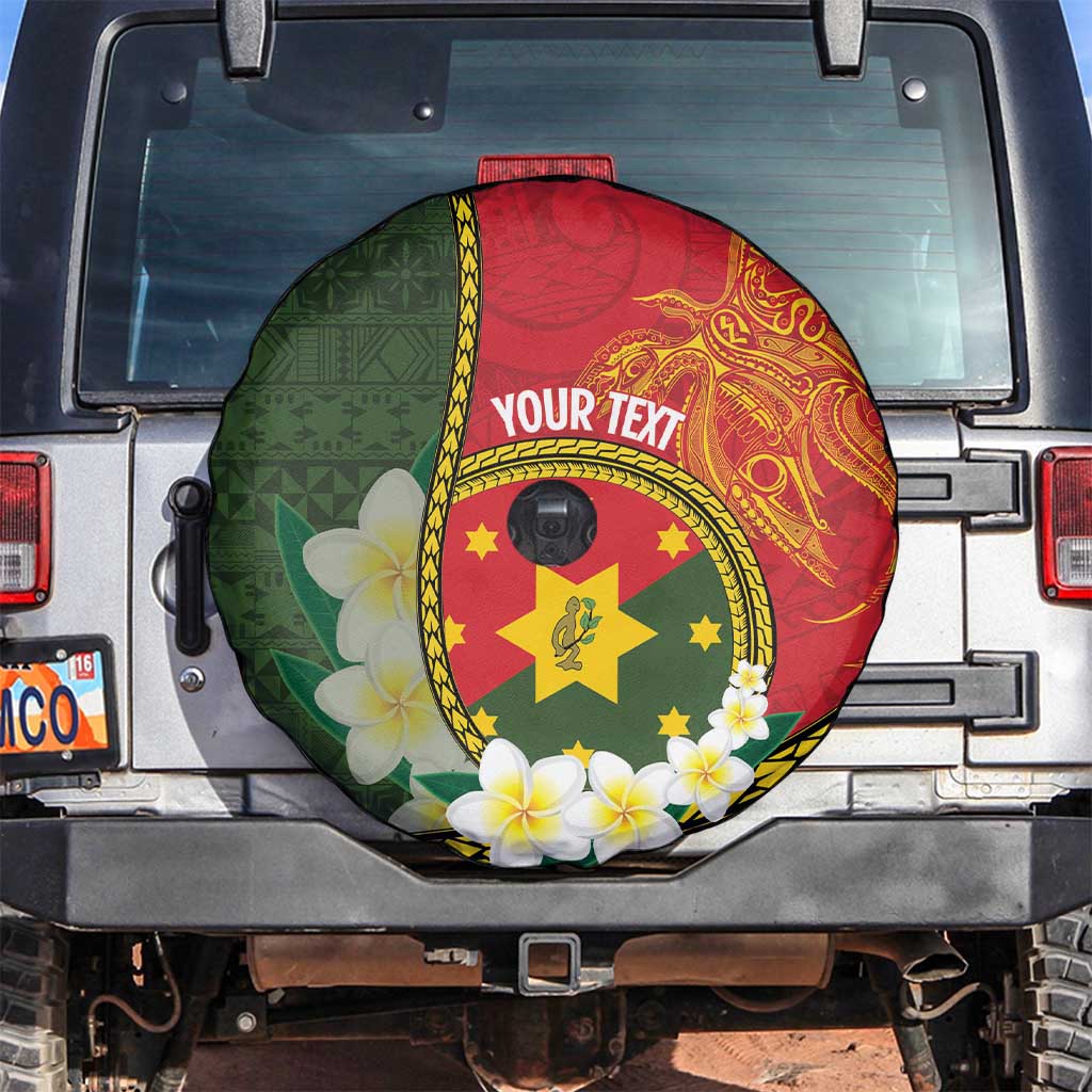 Personalised PNG Isten Hailans Provins Spare Tire Cover Papua New Guinea Plumeria Melanesian Pattern - Polynesian Pride