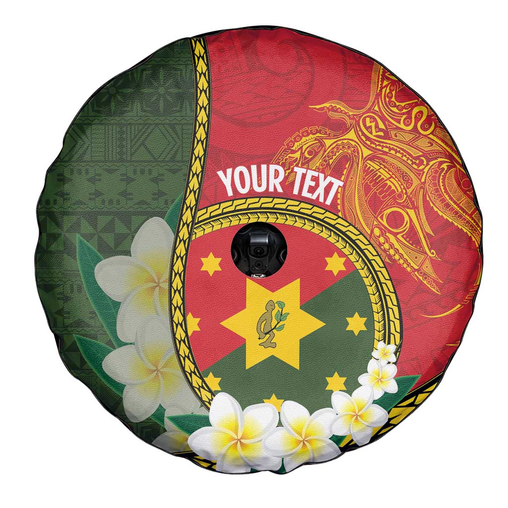 Personalised PNG Isten Hailans Provins Spare Tire Cover Papua New Guinea Plumeria Melanesian Pattern - Polynesian Pride