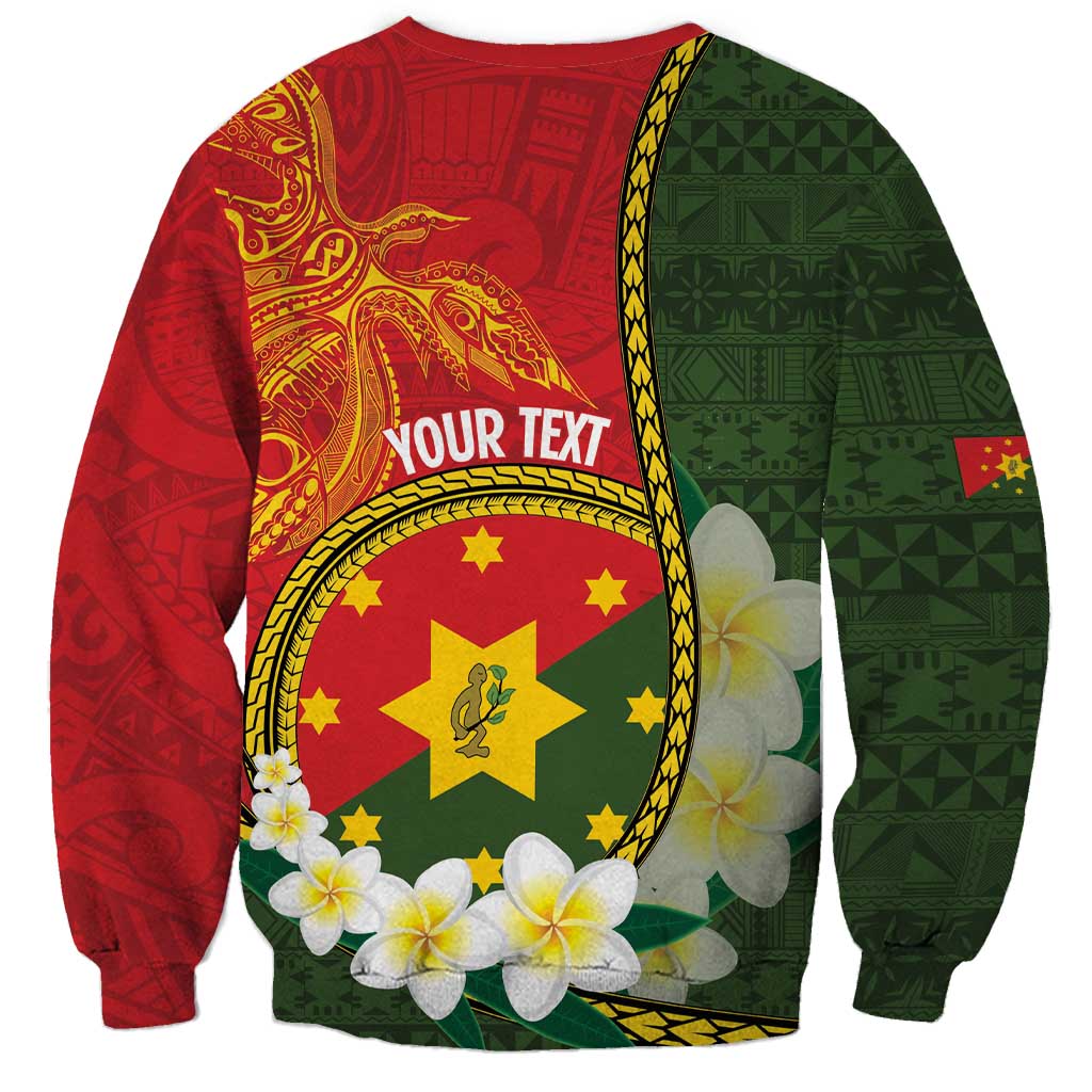 Personalised PNG Isten Hailans Provins Sweatshirt Papua New Guinea Plumeria Melanesian Pattern - Polynesian Pride