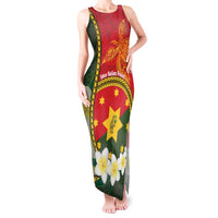 Personalised PNG Isten Hailans Provins Tank Maxi Dress Papua New Guinea Plumeria Melanesian Pattern - Polynesian Pride