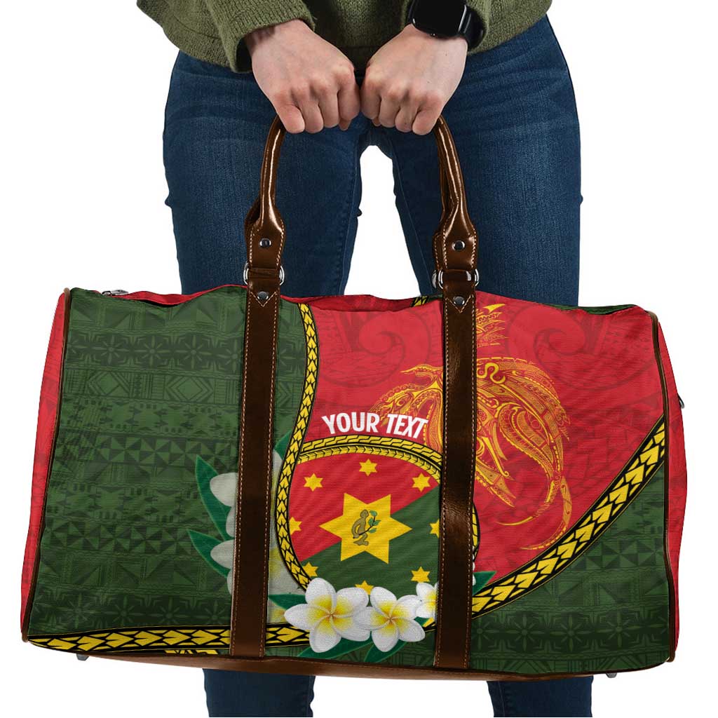 Personalised PNG Isten Hailans Provins Travel Bag Papua New Guinea Plumeria Melanesian Pattern - Polynesian Pride