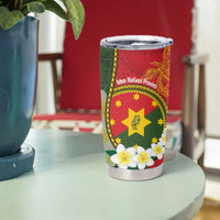 Personalised PNG Isten Hailans Provins Tumbler Cup Papua New Guinea Plumeria Melanesian Pattern - Polynesian Pride