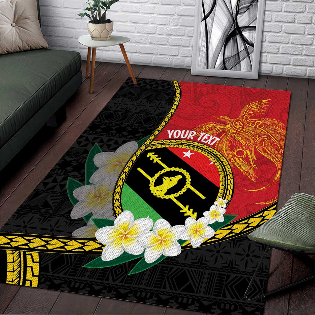 Personalised PNG Sauten Hailans Area Rug Papua New Guinea Plumeria Melanesian Pattern - Polynesian Pride