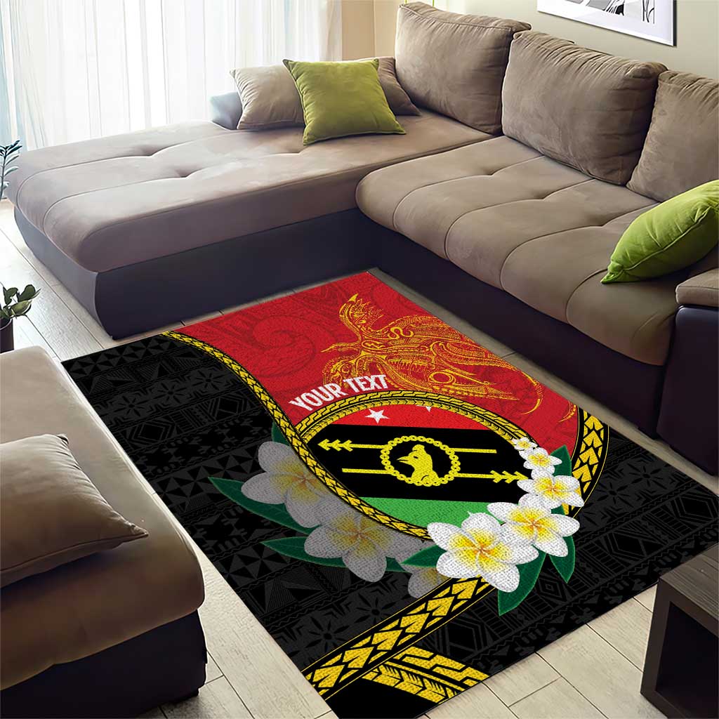 Personalised PNG Sauten Hailans Area Rug Papua New Guinea Plumeria Melanesian Pattern - Polynesian Pride