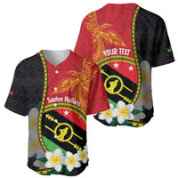 Personalised PNG Sauten Hailans Baseball Jersey Papua New Guinea Plumeria Melanesian Pattern - Polynesian Pride