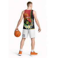 Personalised PNG Sauten Hailans Basketball Jersey Papua New Guinea Plumeria Melanesian Pattern - Polynesian Pride