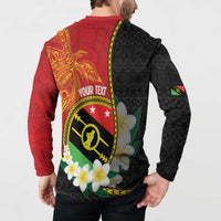 Personalised PNG Sauten Hailans Button Sweatshirt Papua New Guinea Plumeria Melanesian Pattern - Polynesian Pride