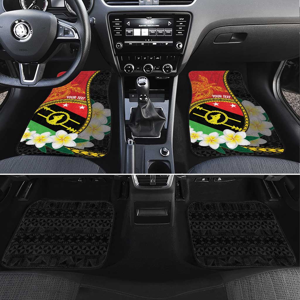 Personalised PNG Sauten Hailans Car Mats Papua New Guinea Plumeria Melanesian Pattern - Polynesian Pride