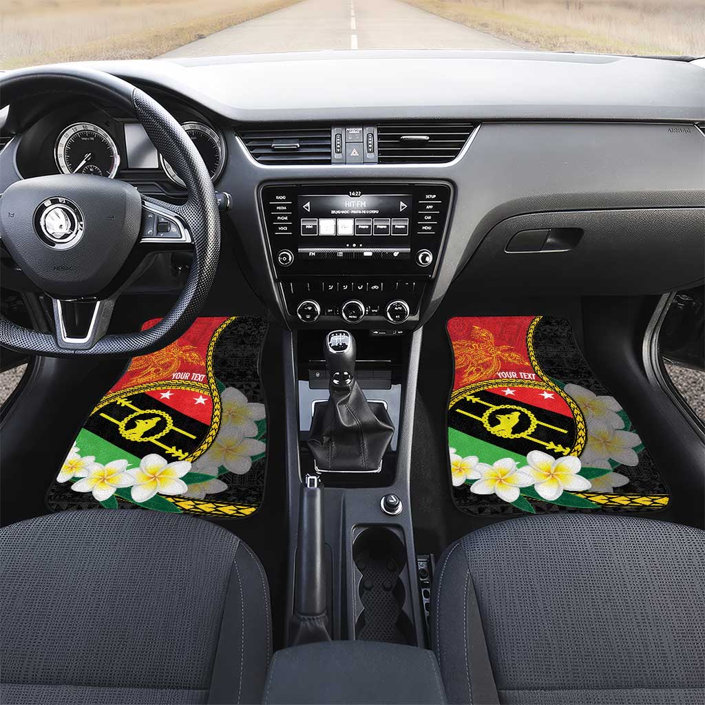 Personalised PNG Sauten Hailans Car Mats Papua New Guinea Plumeria Melanesian Pattern - Polynesian Pride