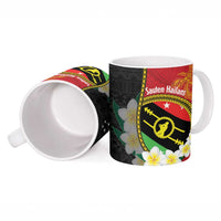 Personalised PNG Sauten Hailans Ceramic Mug Papua New Guinea Plumeria Melanesian Pattern - Polynesian Pride