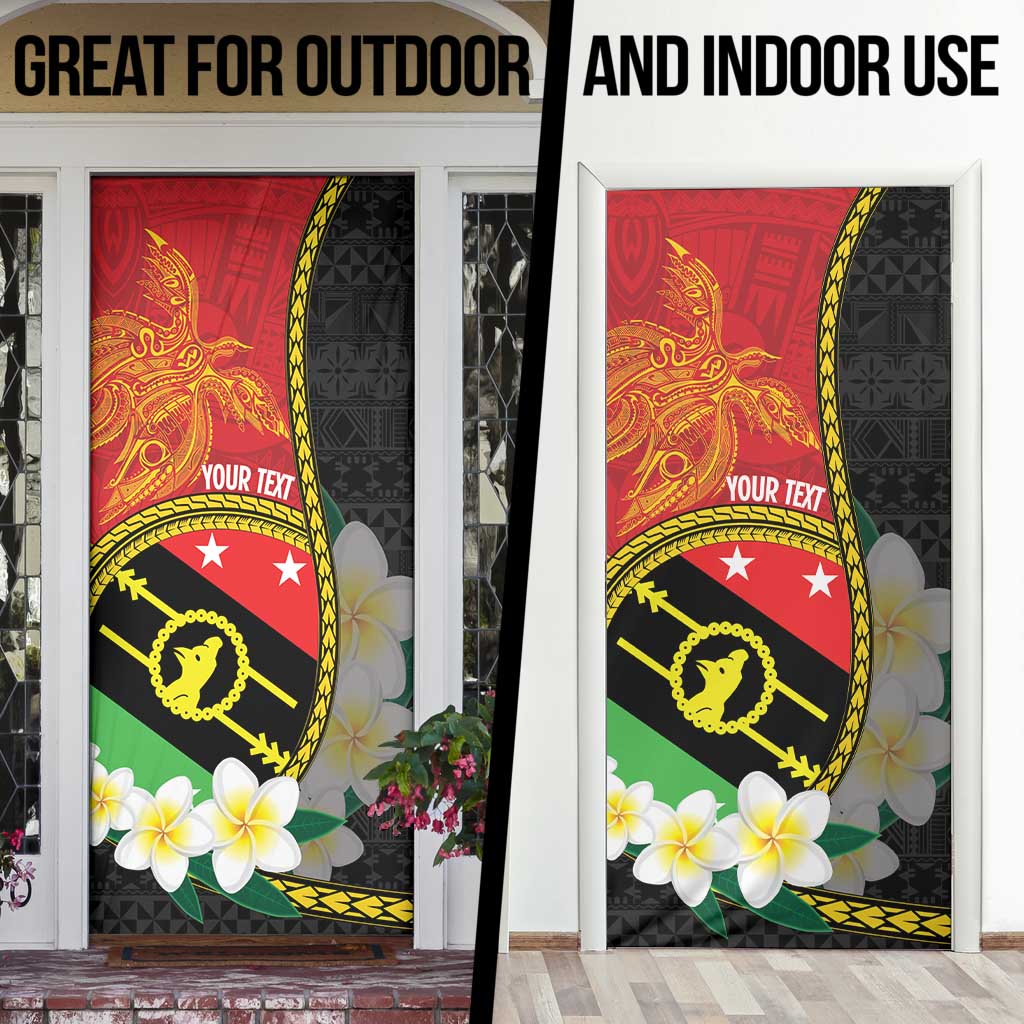 Personalised PNG Sauten Hailans Door Cover Papua New Guinea Plumeria Melanesian Pattern - Polynesian Pride