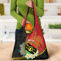 Personalised PNG Sauten Hailans Grocery Bag Papua New Guinea Plumeria Melanesian Pattern - Polynesian Pride