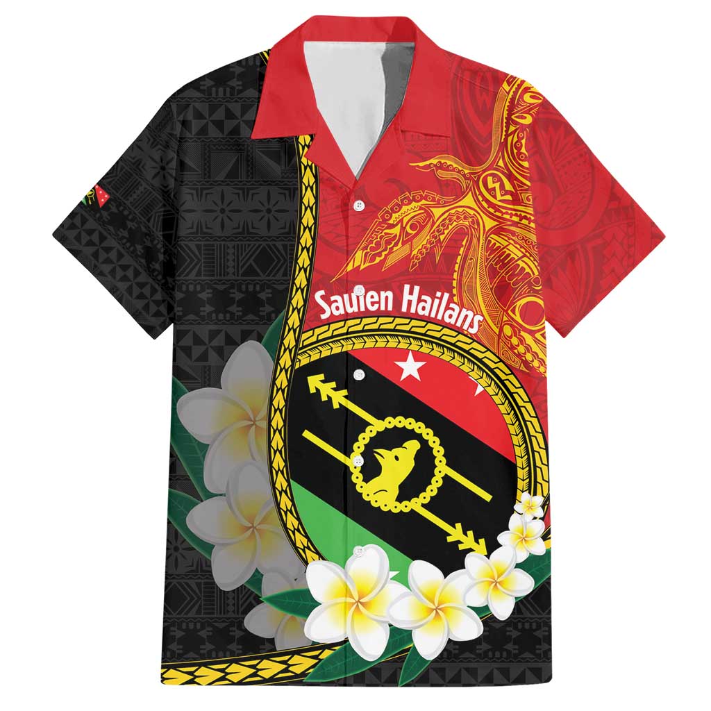 Personalised PNG Sauten Hailans Hawaiian Shirt Papua New Guinea Plumeria Melanesian Pattern - Polynesian Pride
