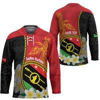 Personalised PNG Sauten Hailans Hockey Jersey Papua New Guinea Plumeria Melanesian Pattern - Polynesian Pride