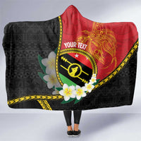Personalised PNG Sauten Hailans Hooded Blanket Papua New Guinea Plumeria Melanesian Pattern - Polynesian Pride