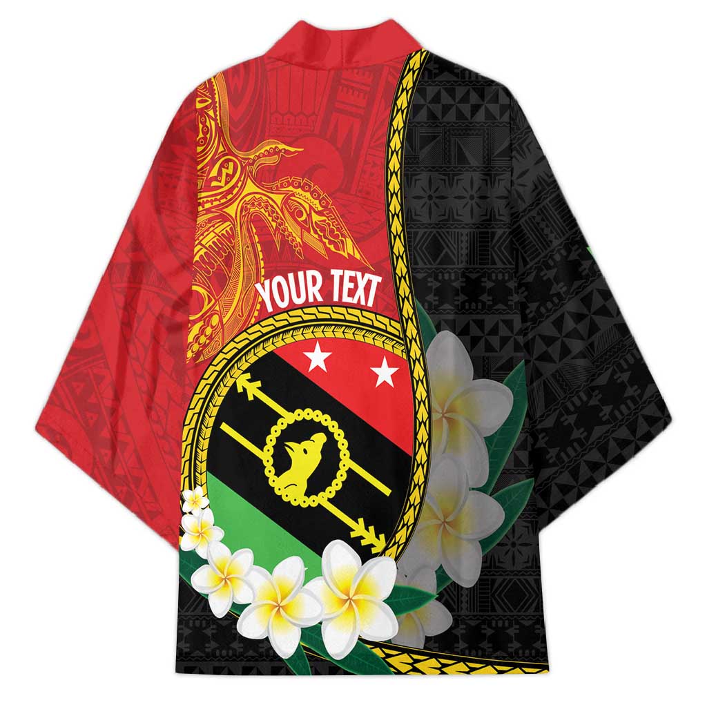 Personalised PNG Sauten Hailans Kimono Papua New Guinea Plumeria Melanesian Pattern - Polynesian Pride