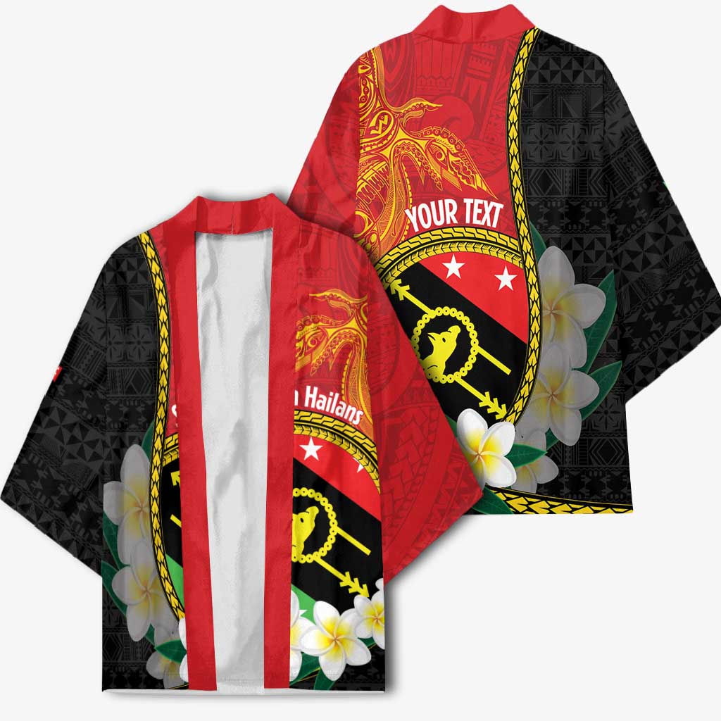 Personalised PNG Sauten Hailans Kimono Papua New Guinea Plumeria Melanesian Pattern - Polynesian Pride