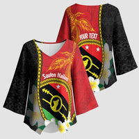 Personalised PNG Sauten Hailans Kimono Sleeve Blouse Papua New Guinea Plumeria Melanesian Pattern - Polynesian Pride