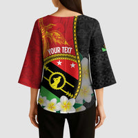 Personalised PNG Sauten Hailans Kimono Sleeve Blouse Papua New Guinea Plumeria Melanesian Pattern - Polynesian Pride