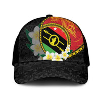 PNG Sauten Hailans Mesh Trucker Cap Papua New Guinea Plumeria Melanesian Pattern - Polynesian Pride