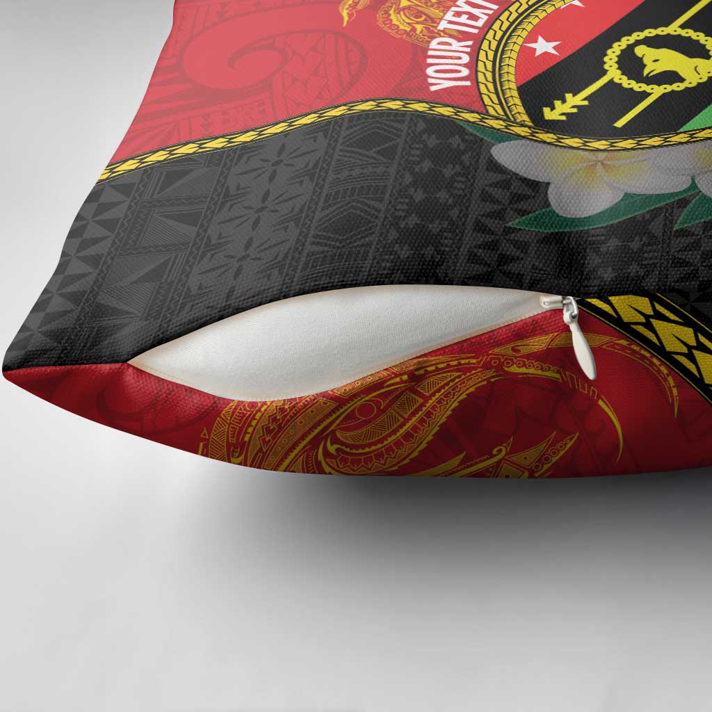 Personalised PNG Sauten Hailans Pillow Cover Papua New Guinea Plumeria Melanesian Pattern - Polynesian Pride