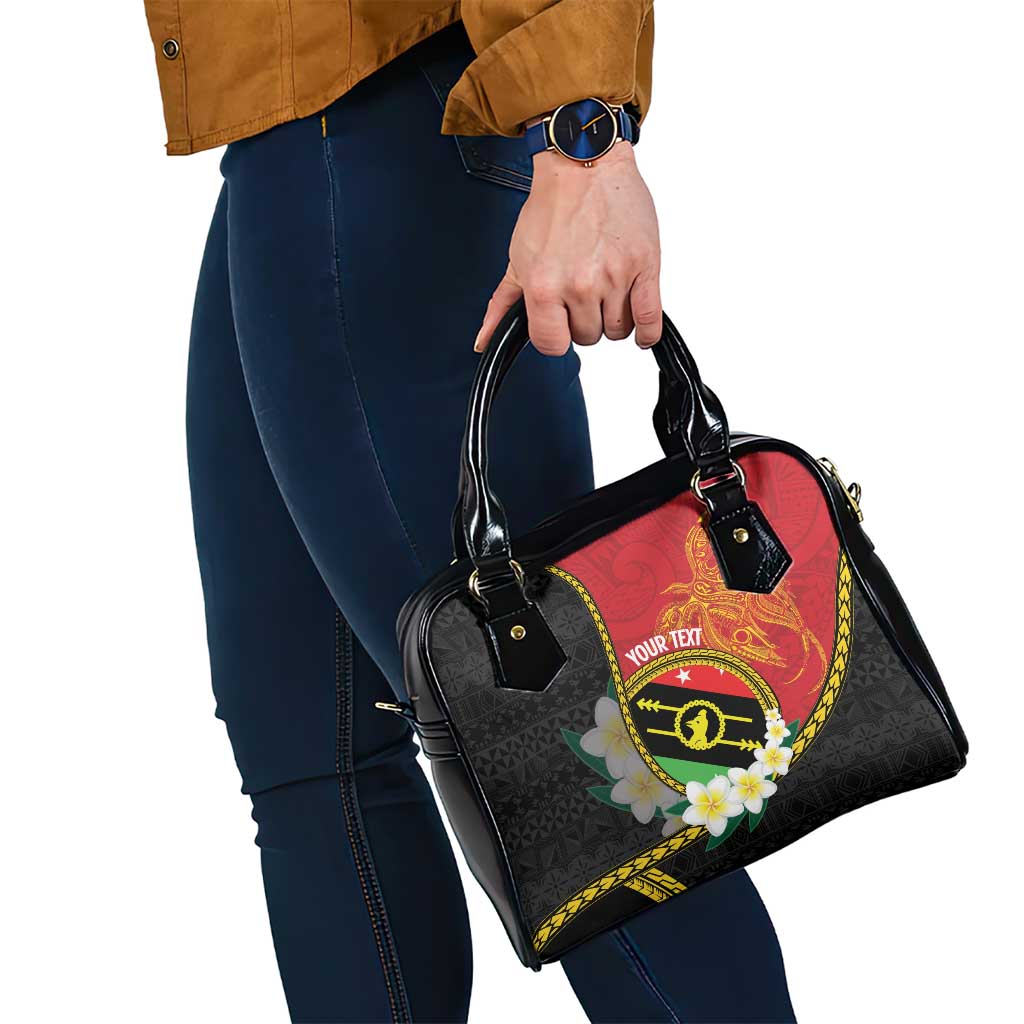 Personalised PNG Sauten Hailans Shoulder Handbag Papua New Guinea Plumeria Melanesian Pattern - Polynesian Pride