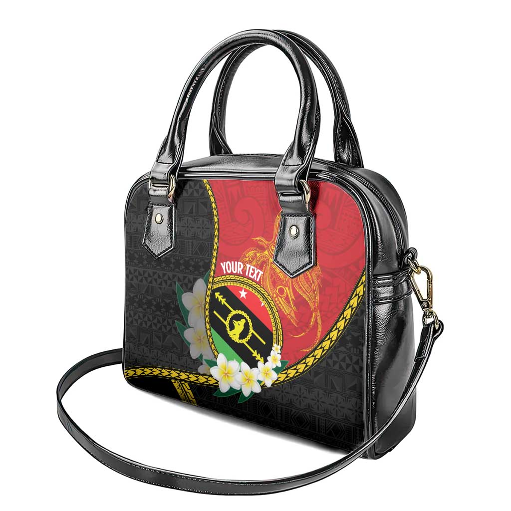 Personalised PNG Sauten Hailans Shoulder Handbag Papua New Guinea Plumeria Melanesian Pattern - Polynesian Pride