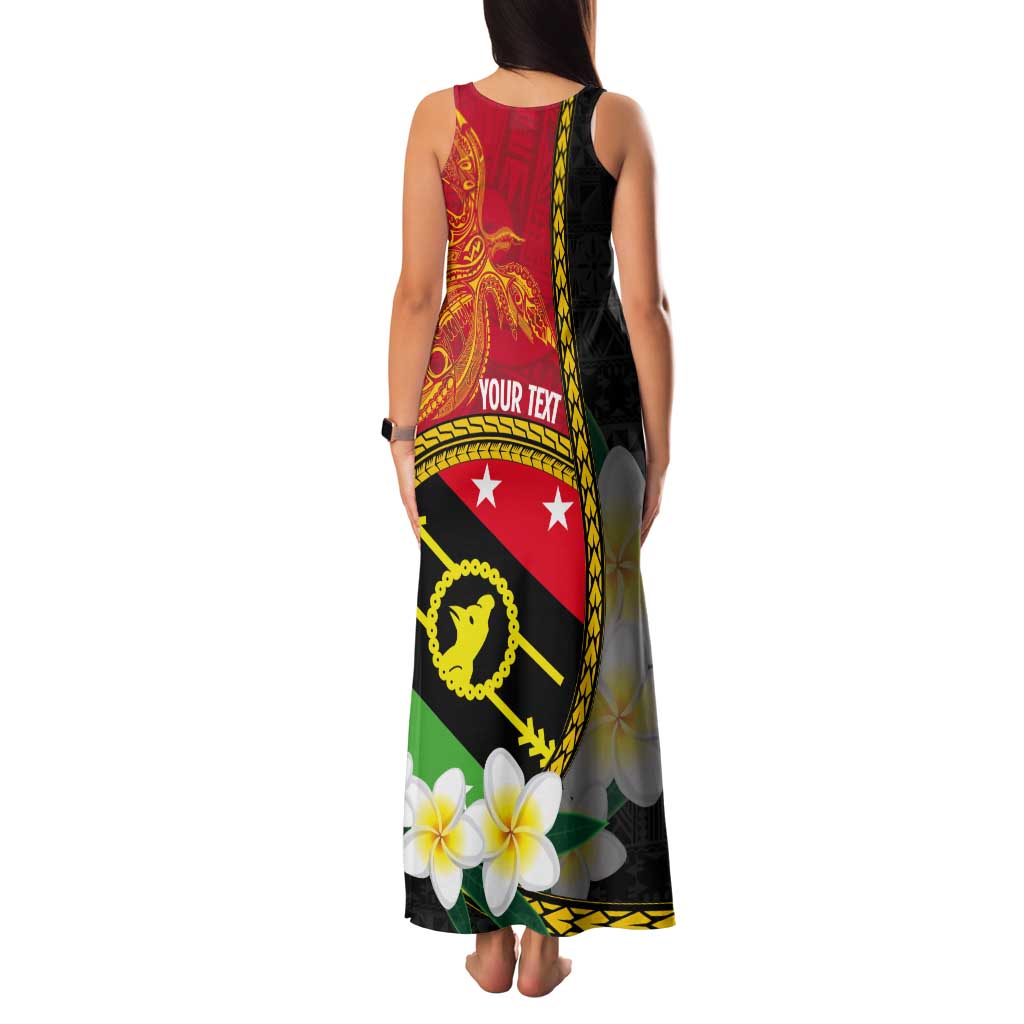 Personalised PNG Sauten Hailans Tank Maxi Dress Papua New Guinea Plumeria Melanesian Pattern - Polynesian Pride