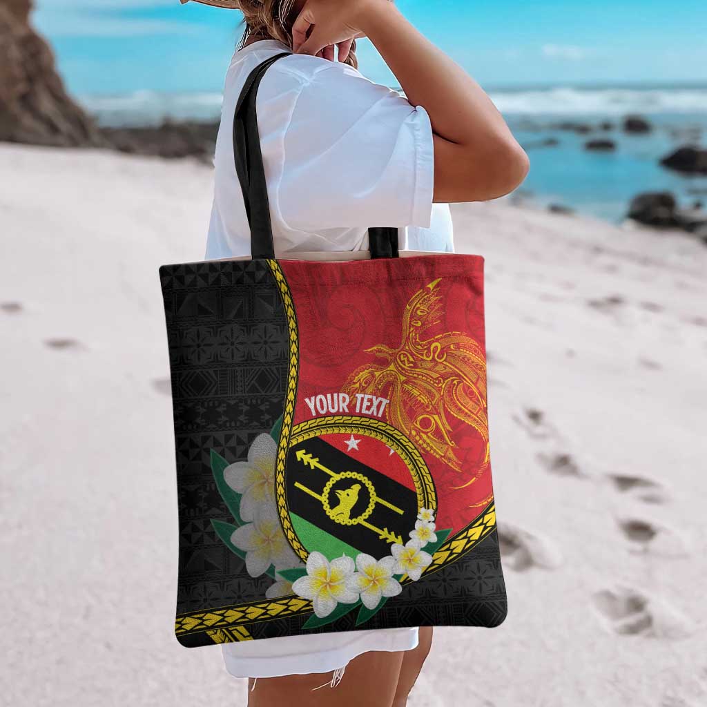 Personalised PNG Sauten Hailans Tote Bag Papua New Guinea Plumeria Melanesian Pattern - Polynesian Pride