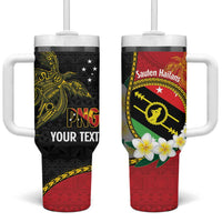 Personalised PNG Sauten Hailans Tumbler With Handle Papua New Guinea Plumeria Melanesian Pattern - Polynesian Pride