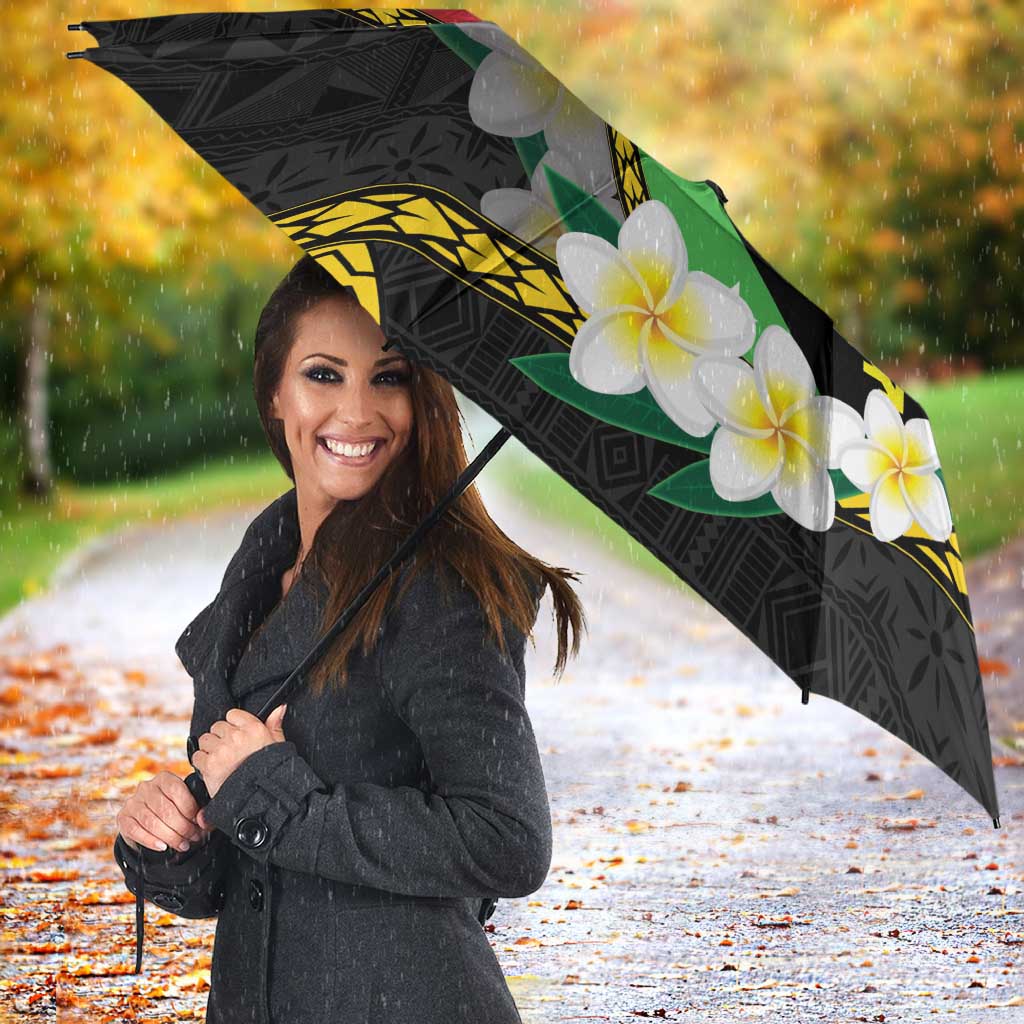 Personalised PNG Sauten Hailans Umbrella Papua New Guinea Plumeria Melanesian Pattern - Polynesian Pride