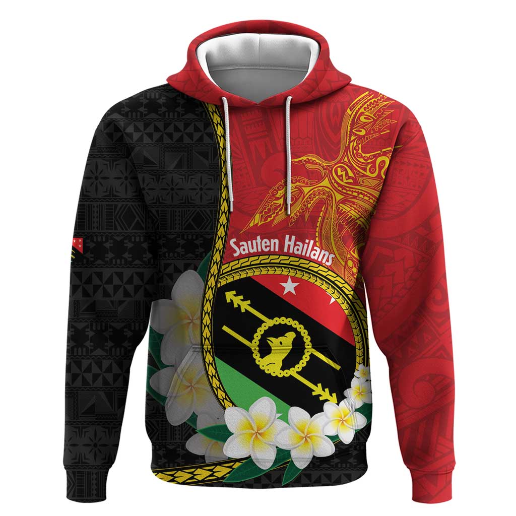 Personalised PNG Sauten Hailans Zip Hoodie Papua New Guinea Plumeria Melanesian Pattern - Polynesian Pride