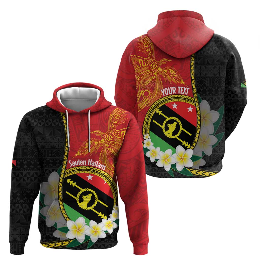 Personalised PNG Sauten Hailans Zip Hoodie Papua New Guinea Plumeria Melanesian Pattern - Polynesian Pride