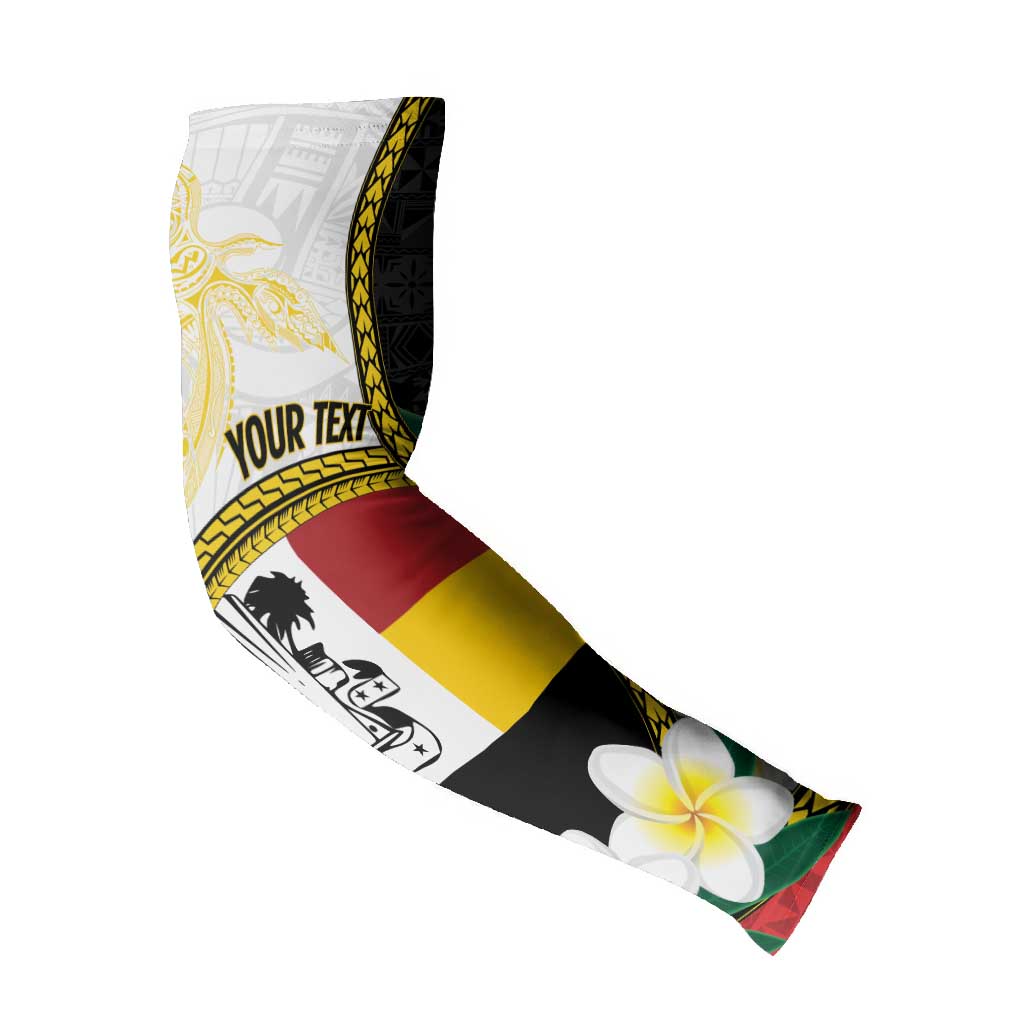 Personalised PNG Madang Provins Arm Sleeves Papua New Guinea Plumeria Melanesian Pattern - Polynesian Pride