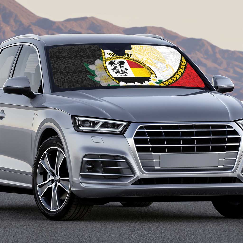 Personalised PNG Madang Provins Auto Sun Shade Papua New Guinea Plumeria Melanesian Pattern - Polynesian Pride