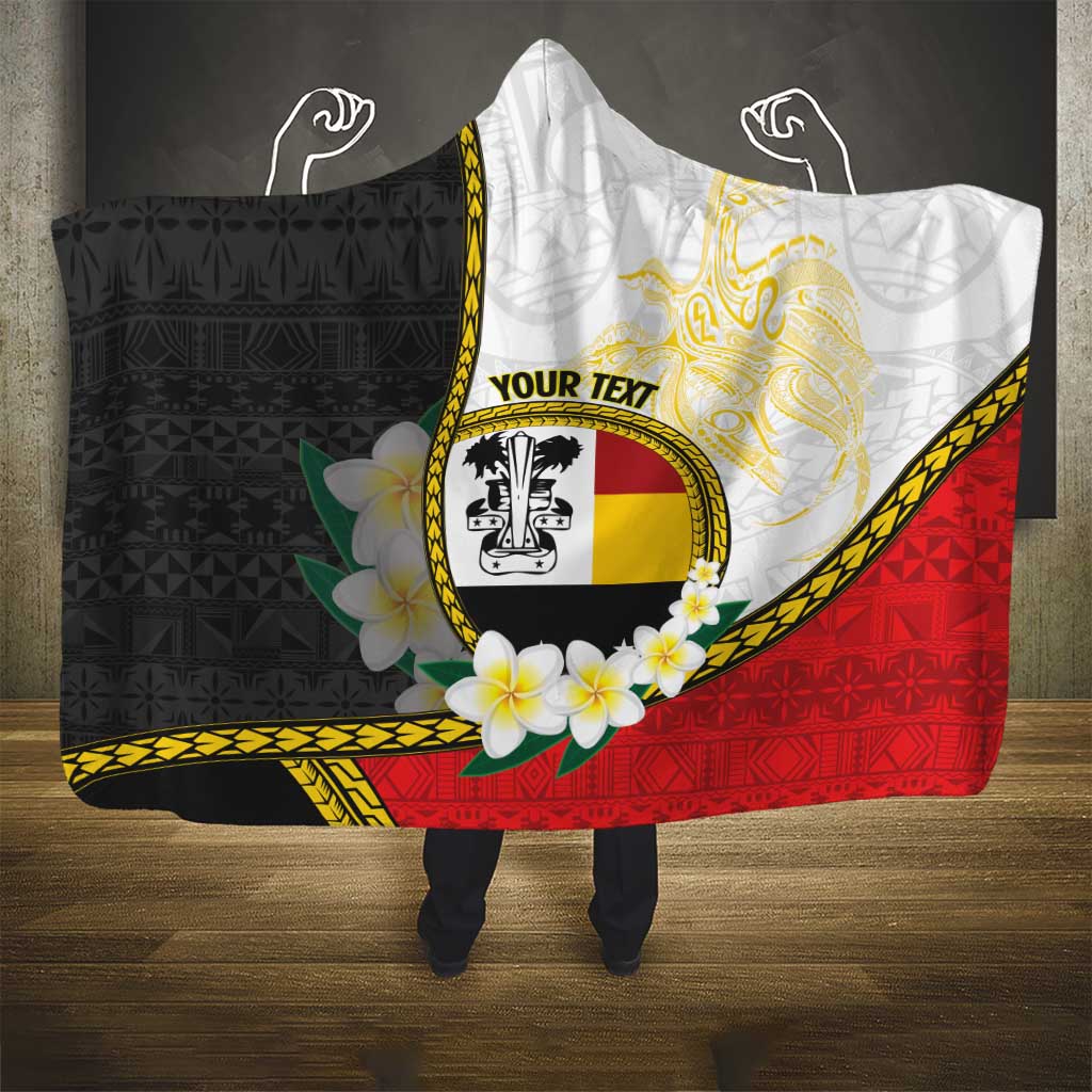 Personalised PNG Madang Provins Hooded Blanket Papua New Guinea Plumeria Melanesian Pattern - Polynesian Pride