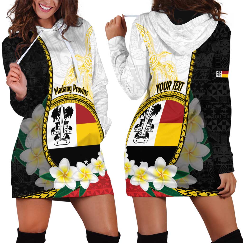 Personalised PNG Madang Provins Hoodie Dress Papua New Guinea Plumeria Melanesian Pattern - Polynesian Pride