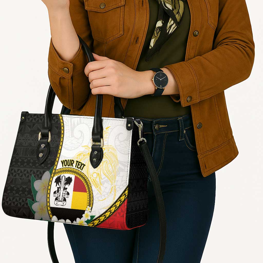 Personalised PNG Madang Provins Leather Bag Papua New Guinea Plumeria Melanesian Pattern - Polynesian Pride